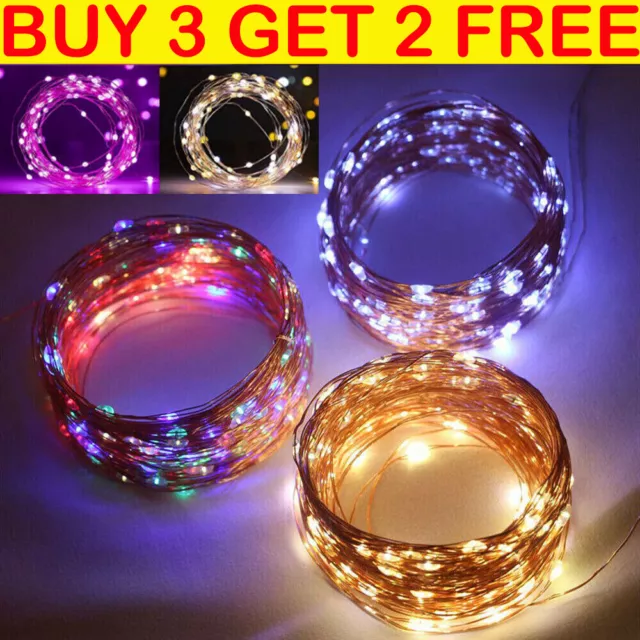 20/50/100 LED Battery Micro Rice Wire Copper Fairy String Lights Party Decor UK