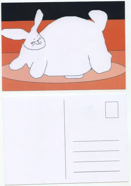 15125 - Fat, White Easter Bunny - Untitled Artist Card