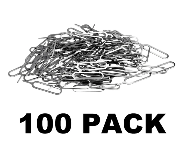 (100 Pack) Android iPhone iOS Microsoft Phone Sim Card Tray Removal Eject Tool