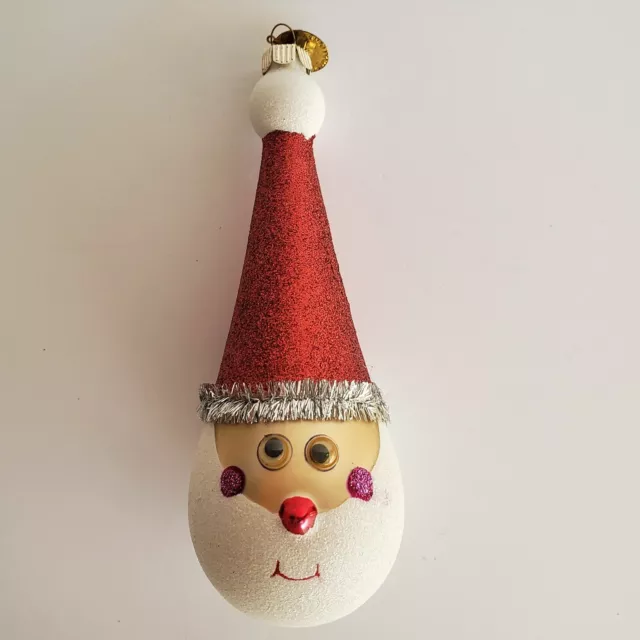 Christopher Radko Celebrations Glass Ornament Googly Eyes Santa