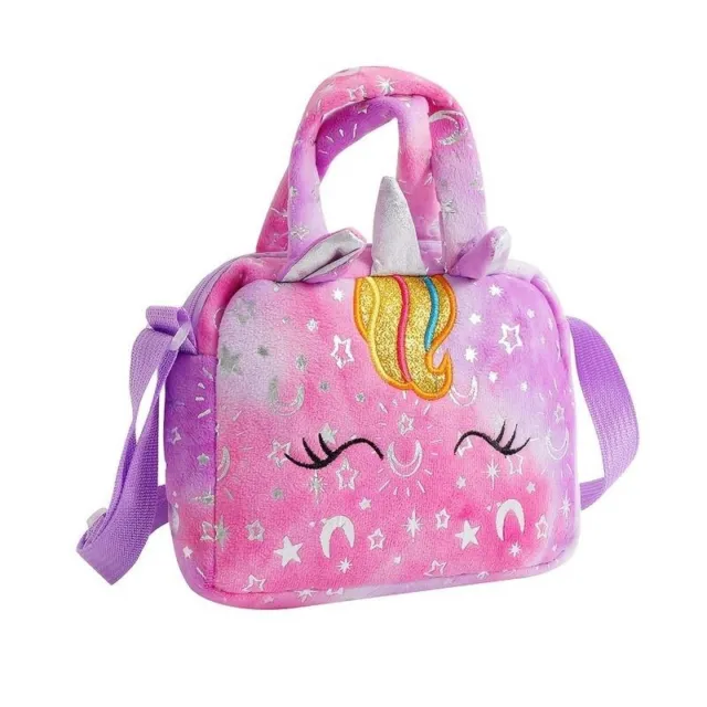 Purple Color Girls Cute Unicorn Corduroy Shoulder Bag Crossbody Bag Cute Animal