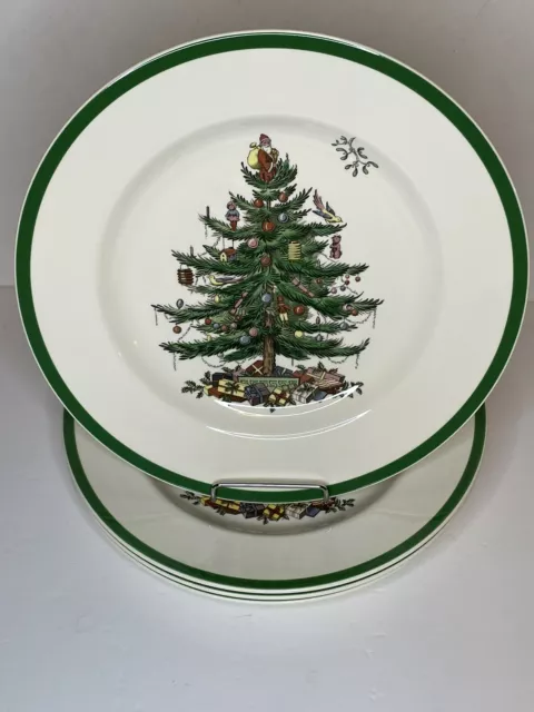 SPODE Christmas Tree 10 3/4” Dinner Plates Set of 4 England
