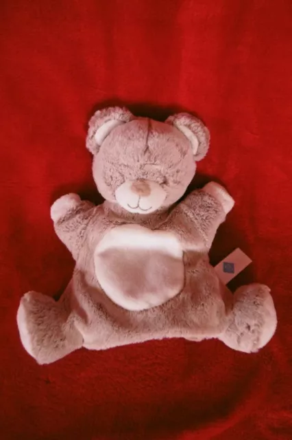 Doudou Ours Marionnette Gris Marron Beige Chine Blanc Tex Baby Etat Neuf