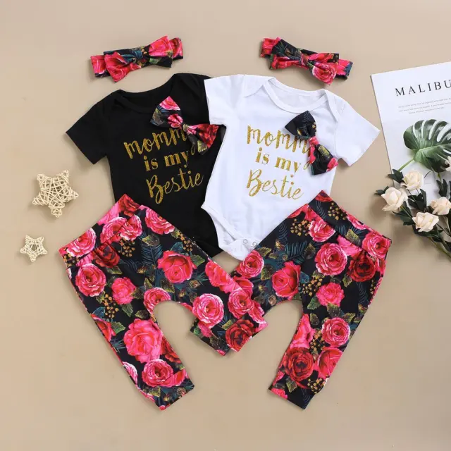 Baby Mädchen Blumen Hose  Strampler Set Outfit Kinder Kleidung