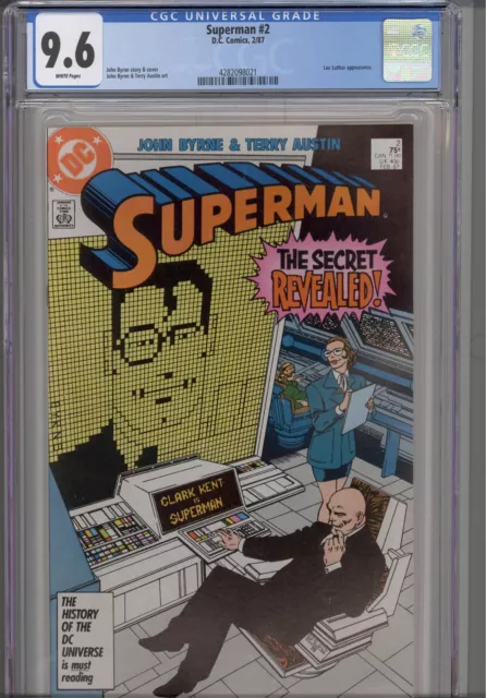 Superman #2 CGC 9.6 1987 DC Comics John Byrne Story, Cover & Art