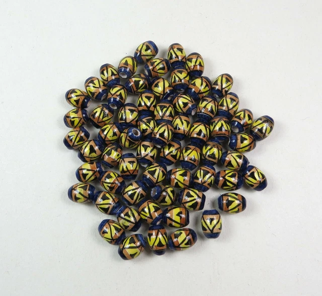 Porzellan Inka Keramikperlen 18x7mm Oval Loch 2mm Handarbeit basteln bunt 2