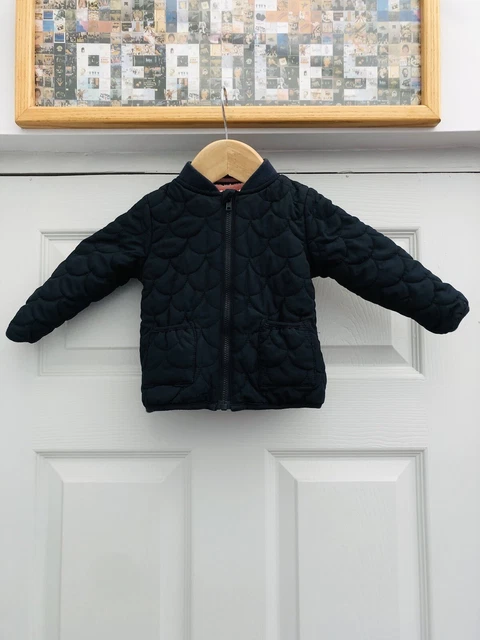Mamas and Papas Girls Quilted Navy Blue  Jacket Coat Age 6 - 9 months Exc Cond