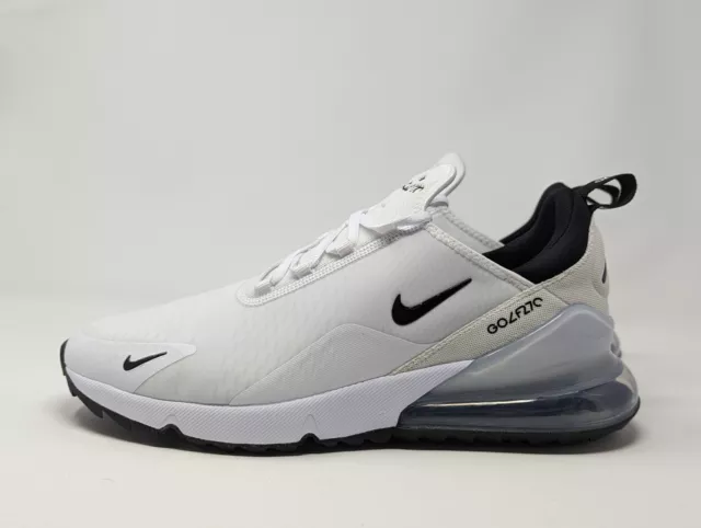 Nike Golf Air Max 270 Shoes White Black Platinum CK6483-102 Men's Sizes NEW