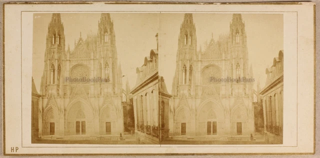 Frankreich Rouen Kirche Saint-Ouen c1858 Foto HP Stereo Vintage Albumin