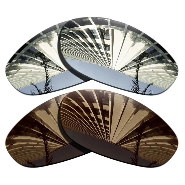 2 Pairs Polarized Replacement Lenses For-Oakley Monster Dog-Chrome+Bronze Brown