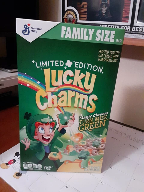 LUCKY CHARMS - Magic Clovers Turns Milk Green - 18.6 oz box Limited