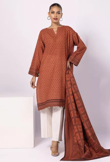 Tessuti originali Khaadi non cuciti 2 pezzi Khaddar stampati | Top & Dupatta