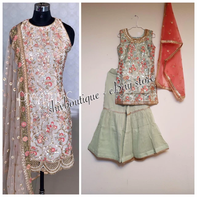 Costume Femme Asiatique 3 Pièces En Lin Marine – Tenue Mariage Pakistanaise/indienne