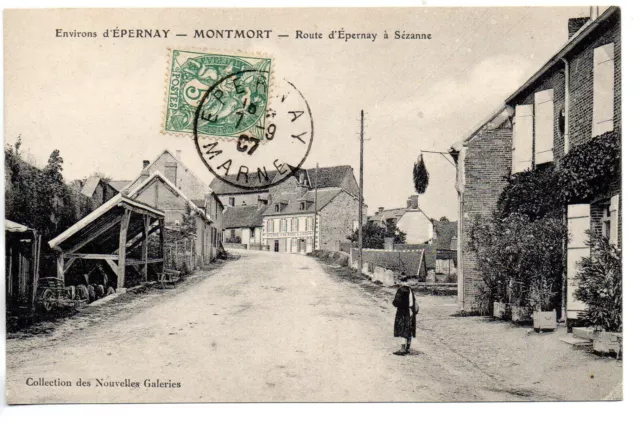 MONTMORT - Marne - CPA 51 - Route d' Epernay à Sezanne