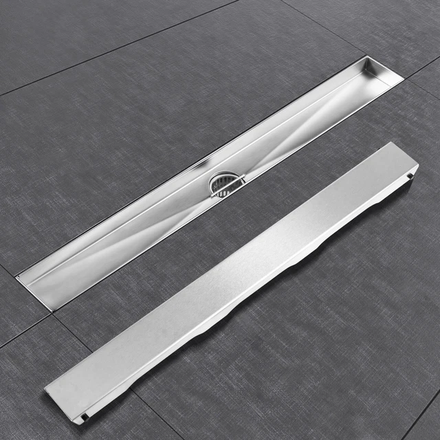 VEVOR Caniveau Douche Inox Siphon Sol Drain Évacuation d'Eau 91x7 cm Argenté
