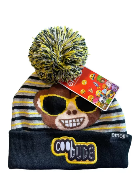 Kids Monkey Beanie Pompom Cool Dude Sunglasses Knit Hat NWT Size 4-6x