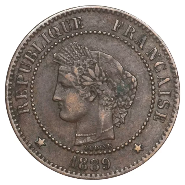 Frankreich 2 centimes 1889 Mit Cérès Bronze F.109 Gad.105 münze Francaise