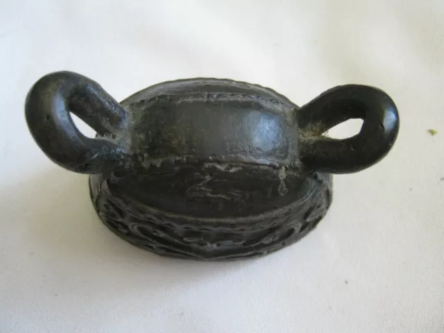 SIGNED Mid-Late 1800s MANDALAY hka-lauk Bronze BUFFALO BELL 3" x 2.5" x 1.75" 7