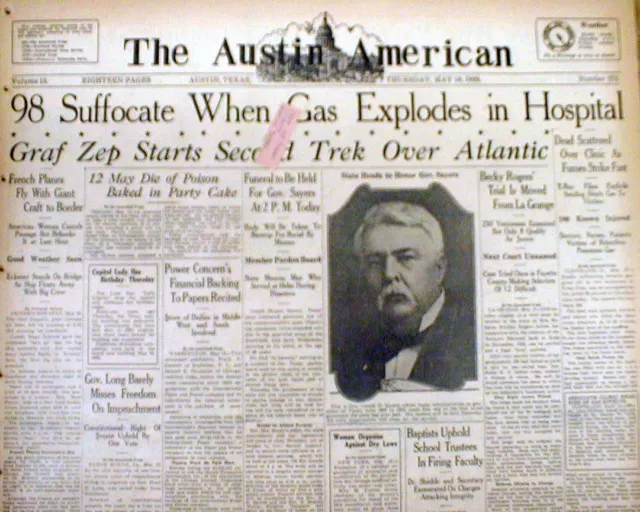 2 1929 headline newspapers CLEVELAND HOSPITAL CLINIC X-RAY FIRE DISASTER 123dead