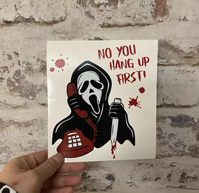 No You Hang Up Scream Ghost Face Sticker Decal Halloween Wrap