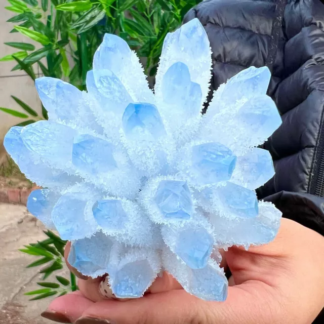 New Find Blue Phantom Quartz Crystal Cluster Mineral Specimen Healing 300g+/1pcs