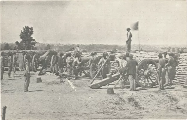 Civil War Picture of Battery 5, Union Artillery Men Firing Parrotts Postcard