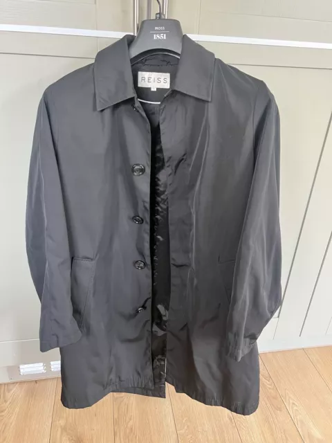 REISS MENS Designer LONG LENGTH NYLON TRENCH OVERCOAT Coat / Jacket SZ SMALL - S