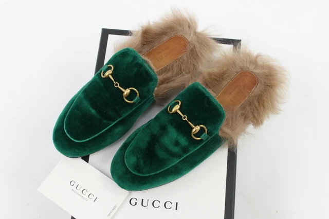 Gucci green velvet slippers store