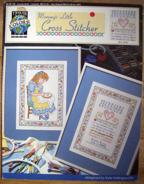 Vintage Cross Stitch Chart Mommy’s Little Stitcher Girl True Colours pattern