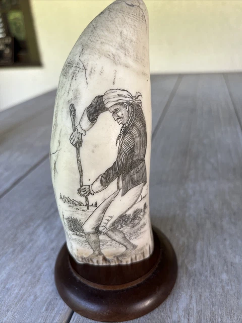 Scrimshaw Sperm Whale Resin Reproduction Tooth