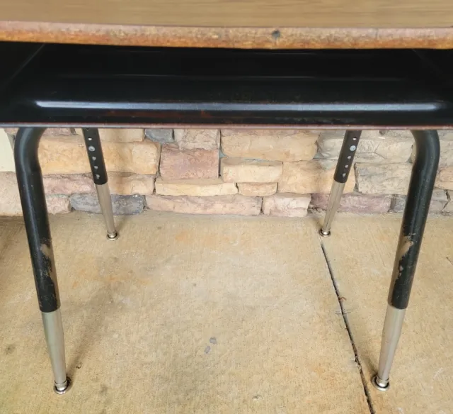 Study Homeschool Student Wood Top School Desk Adjustable Metal Legs Plus a Cubby 2