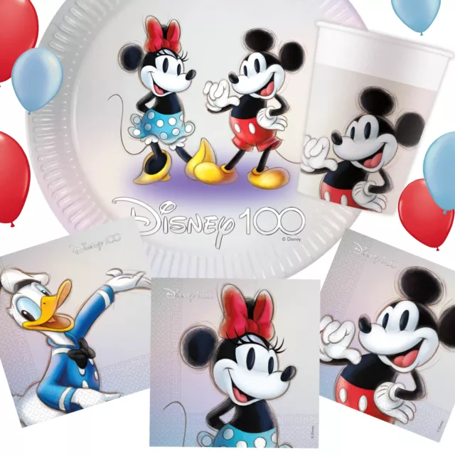 DISNEY 100 Mickey Minnie Mouse Geschirr Deko Party Kindergeburtstag Mottoparty