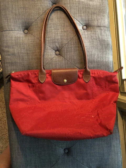 Longchamp Le Pliage Nylon Tote Handbag, Size Large Red