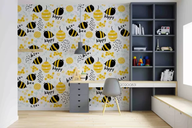 3D Cartoon Animal Bee Honey Self-adhesive Removable Wallpaper Murals Wall 211