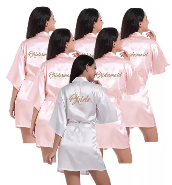 Satin Silk Personalized Wedding Robe Bridesmaid Bride Mother Child Dressing Gown