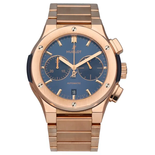 Hublot Classic Fusion Blue Chrono King 18k Rose Gold 45 mm Automatic Wrist Watch