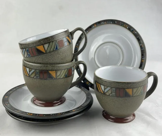 Denby Marrakesh x3 Teacups & Saucers - PERFECT