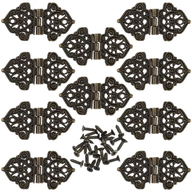 10 Pcs Hinge Bronze Engraved Small Decorative Hinges Furniture