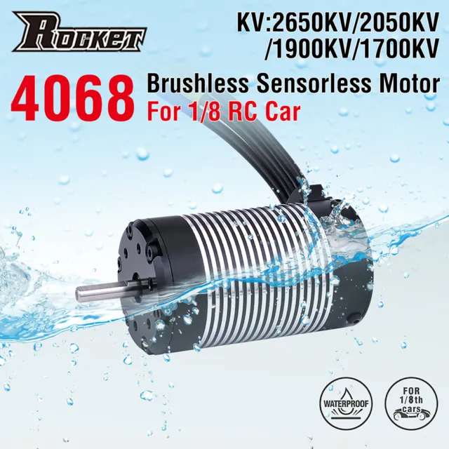 Rocket 4068 Waterproof Brushless Motor 2650KV 2050KV 1900KV 1700KV fr 1/8 RC Car
