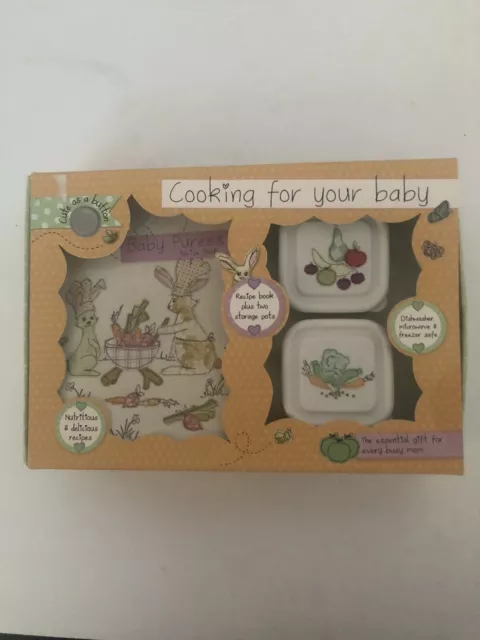 Cute As A Button  Baby Food Recipe Book & Storage Containers, BabyGift Set