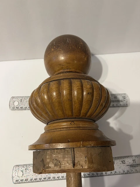Antique Oak Staircase Knoll Newel Post Top ￼Mansion Architectural Period Piece