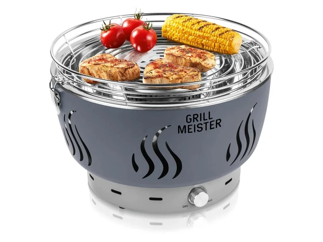GRILLMEISTER Holzkohlegrill mit Elektrischer Belüftung Campinggrill