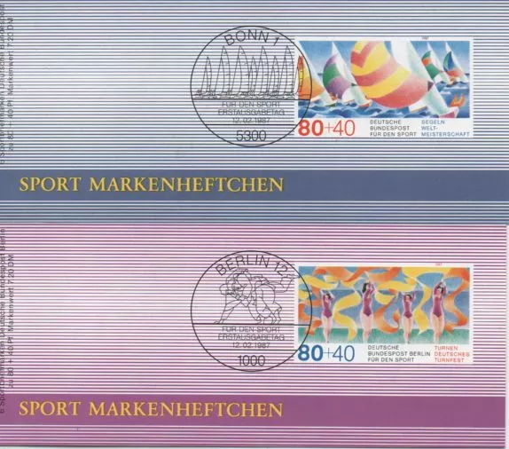 2 Sporthilfe Markenheftchen 1987 mit je 6 Marken (ESSt Bonn/Berlin)