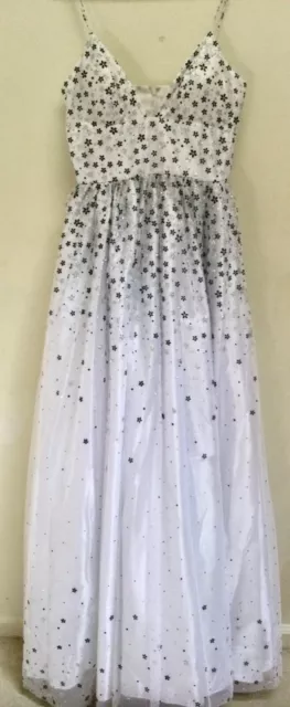 Camille La Vie Floral White with Glitter Ball Gown Prom Dress  Size 6