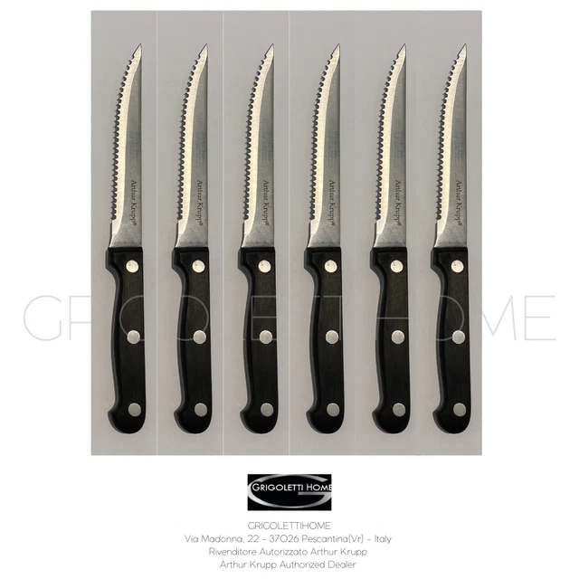 Tenartis Set 6 Coltelli Da Bistecca 414 - Made In Italy, Lama In Acciaio Inox Al Cromo-Molibdeno-Vanadio, Manico PP - 6