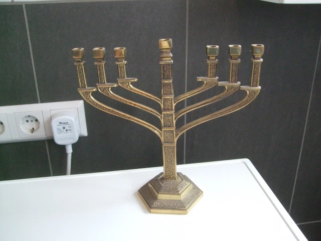 22cm hoher schwerer siebenarmiger Leuchter, Menora, Israel 70er Jahre