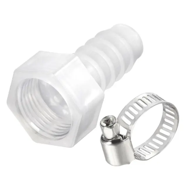 1 Set PP Hose Fitting 10mm Barb G3/8 Female Adapter with 9-16mm Hose Clamp