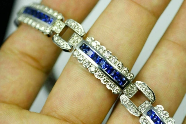 Princess Cut Lab-Created Sapphire Wedding Tennis Bracelet 14K White Gold Finish Princess Cut Lab-Created Sapphire Wedding Tennis Bracelet 14K White Gold Finish