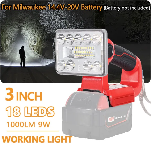 LED Torch 9W 1000LM Handheld Flashlight for Milwaukee 18V M18 Li-ion Battery UK