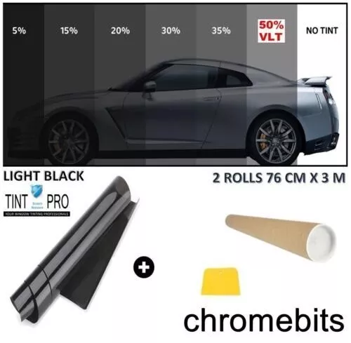PRO ANTI-SCRATCH CAR WINDOW TINT FILM TINTING LIGHT BLACK SMOKE 50% 76cm x 6M